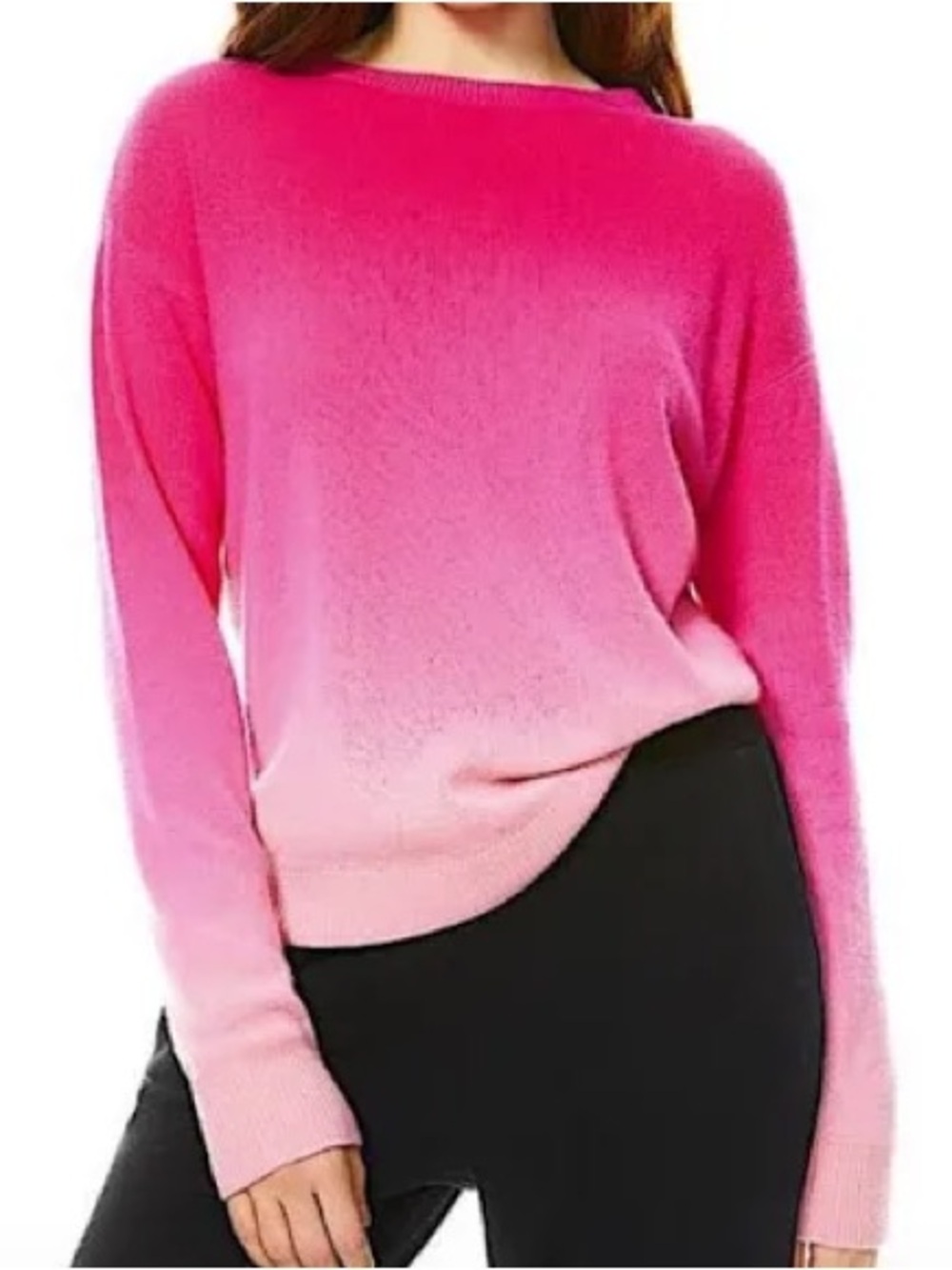 Alice + Olivia Gleeson Dip Dye Pink Ombrรฉ Cashmere Sweater